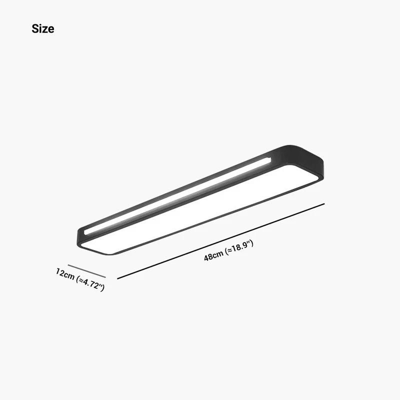 Flush Mount Ceiling Light Nordic Linear LED Rectangle, Black / White