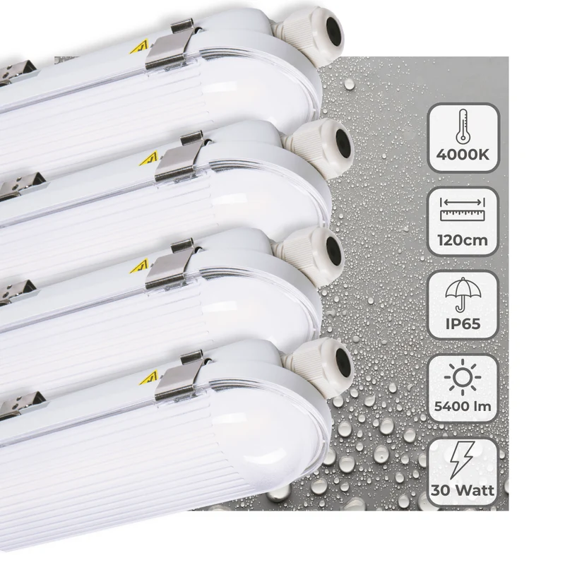 4er-PACK – LED's Light Pro Philips LED TL Leuchte mit Strip 120 cm – Koppelbar – Power Switch – Energielabel B – 5400 lm – 185 lm/W – 30 W – 4000 K