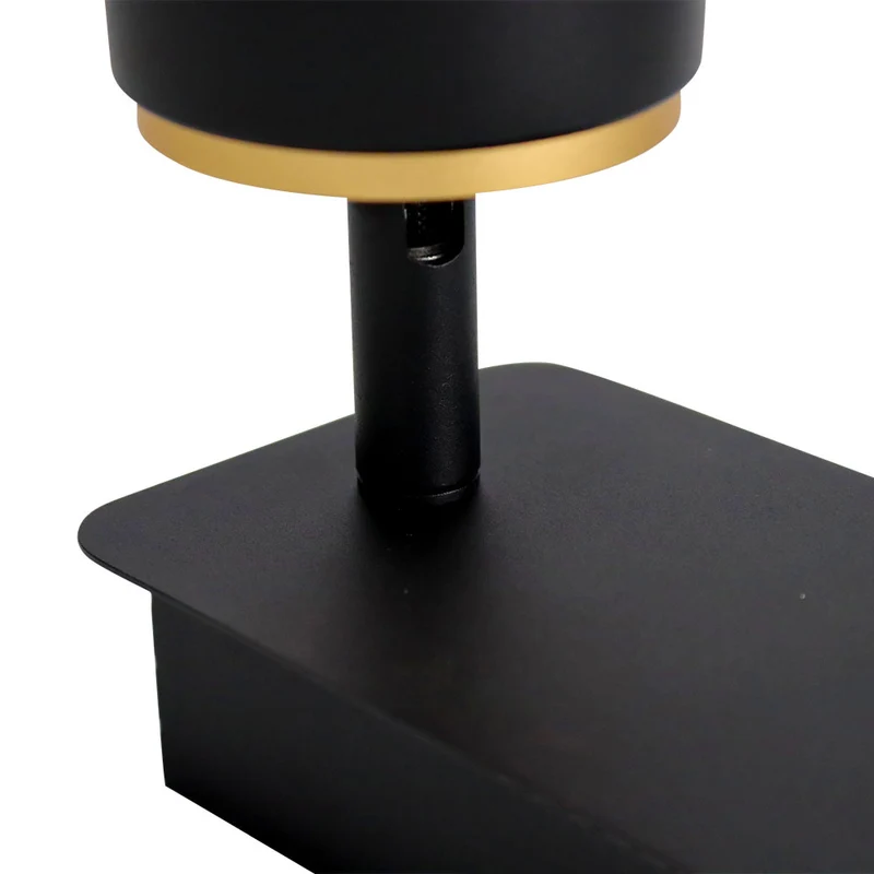 Nachttischlampe Schwarz/Gold | Tulpe | USB+C-Ladeanschluss | GU10-Fassung