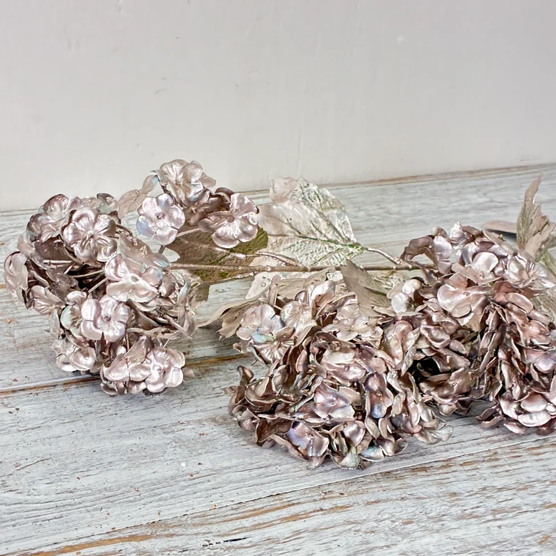 Kunstblume Vibirnum Champagner 70cm Kunstpflanze Silber Dekozweig Deko