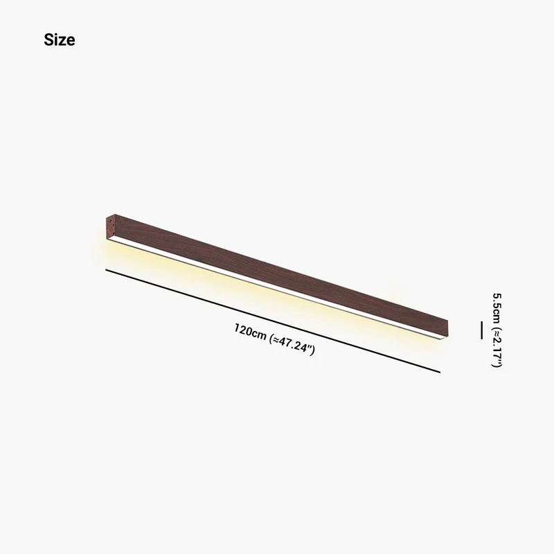 Flush Mount Ceiling Light Minimalist Linear Dimmable LED, Log/Walnut Color