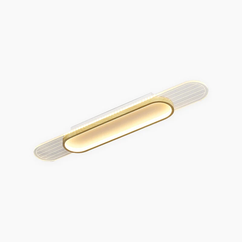 Ceiling/Wall Light Modern Oval Linear LED, Log/Walnut Color