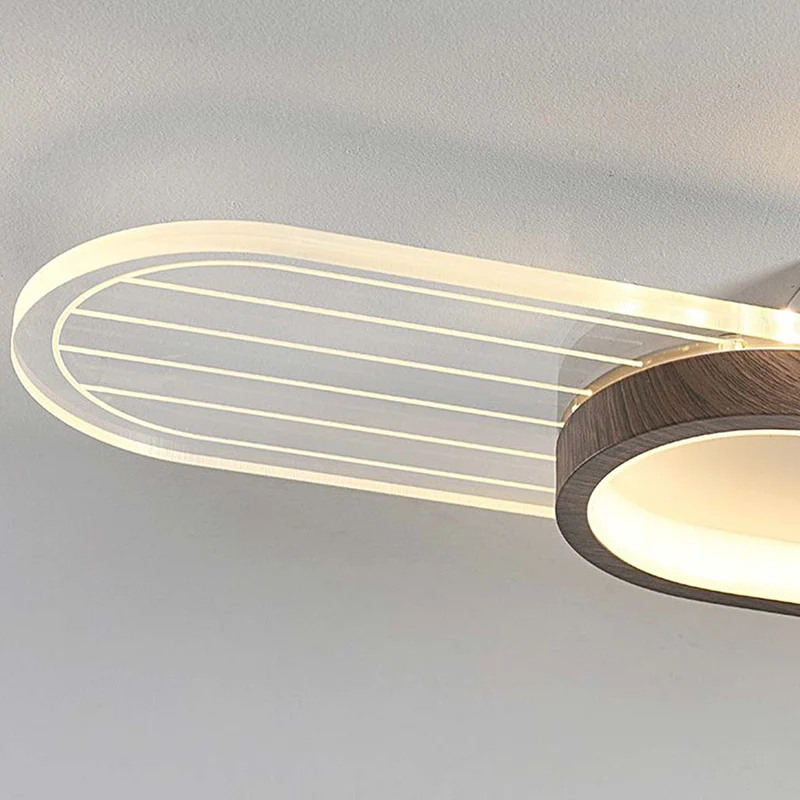 Ceiling/Wall Light Modern Oval Linear LED, Log/Walnut Color