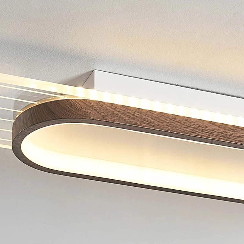 Ceiling/Wall Light Modern Oval Linear LED, Log/Walnut Color