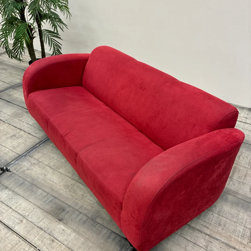 Benformato Sofa 3-Sitzer Rot Velours Mikrofaser Polstersofa Gebraucht