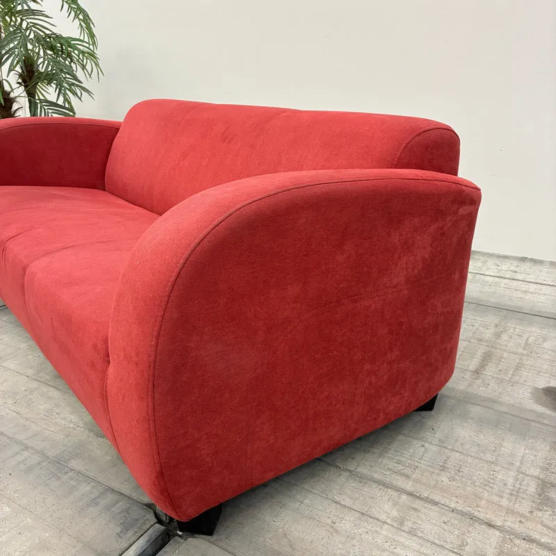 Benformato Sofa 3-Sitzer Rot Velours Mikrofaser Polstersofa Gebraucht