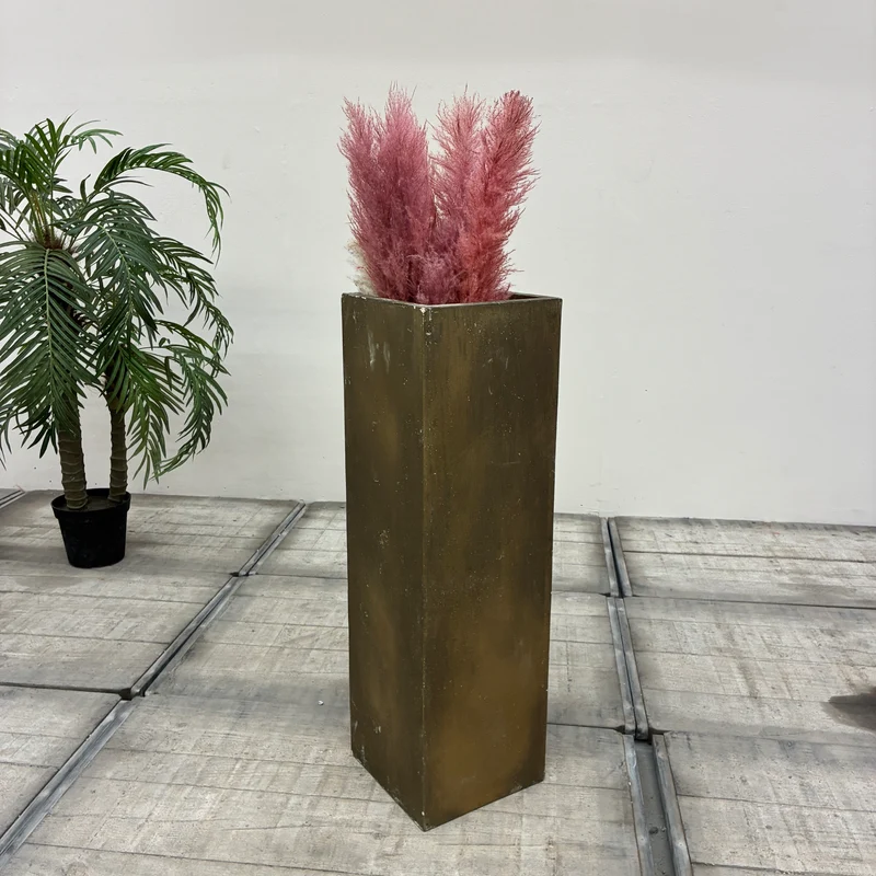 Pflanzkübel Säule Hoch Pflanzgefäß Gold Vintage Übertopf Gebraucht