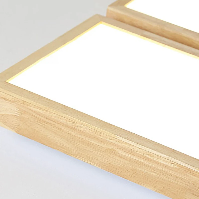 Ceiling Light Flush Mount Nordic Wooden Rectangle Bright LED Dimmable