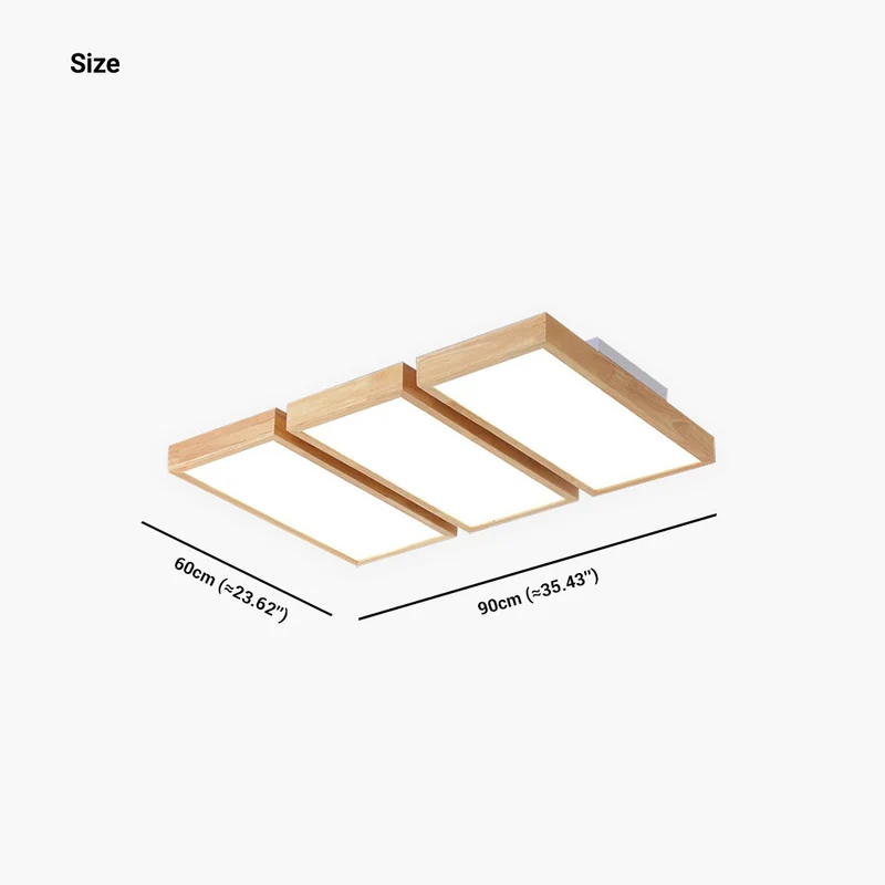 Ceiling Light Flush Mount Nordic Wooden Rectangle Bright LED Dimmable