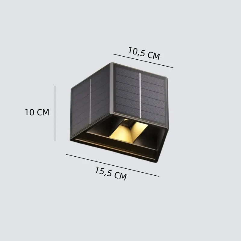 Solar-Außenwandleuchte in Schwarz, IP65, mit verstellbarem Lichtwinkel