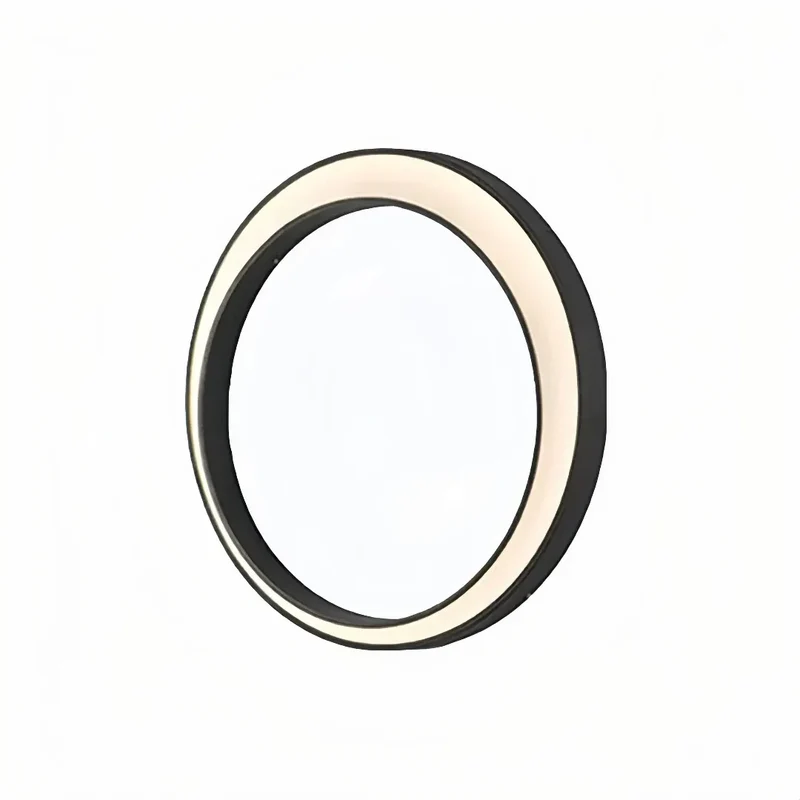 Flache LED-Außenwandleuchte im Ringdesign, Schwarz