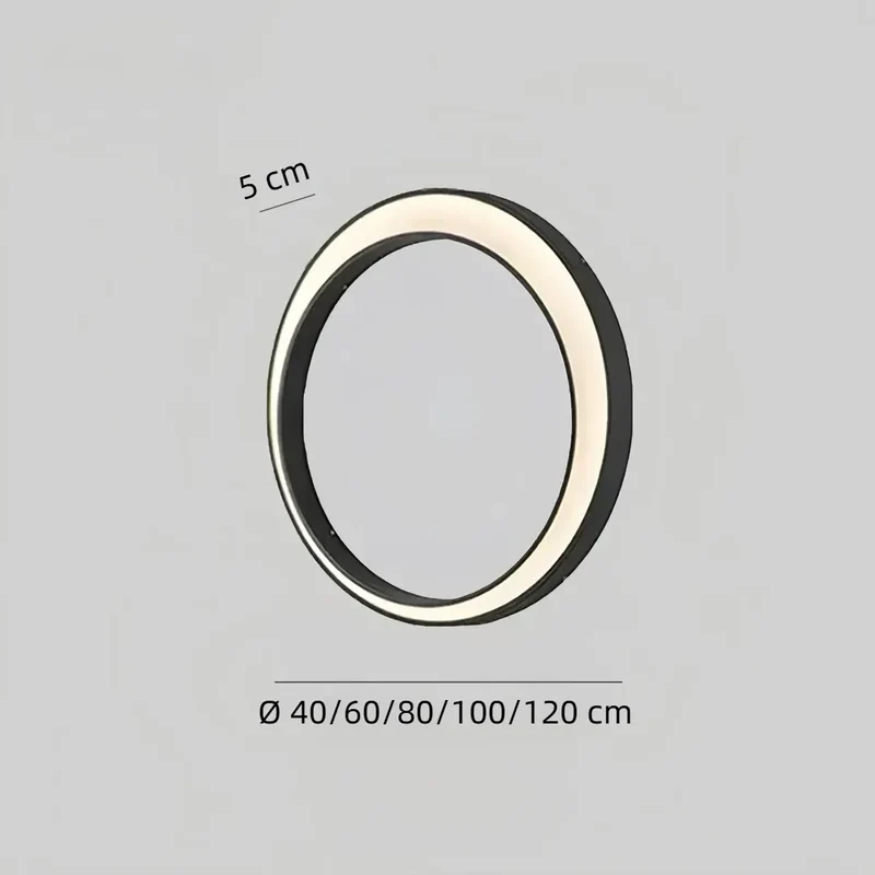 Flache LED-Außenwandleuchte im Ringdesign, Schwarz