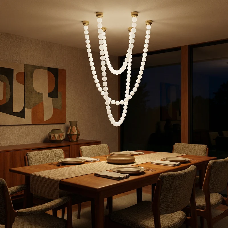Moderne LED-Hängeleuchte aus Legierung für Wohnzimmer – Argentique