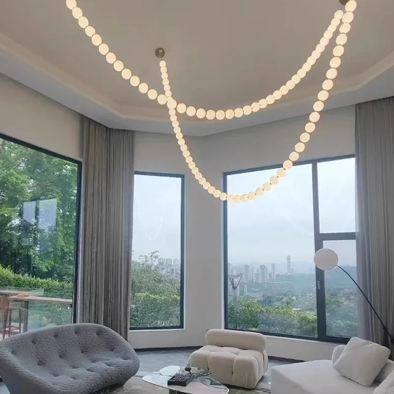Moderne LED-Hängeleuchte aus Legierung für Wohnzimmer – Argentique