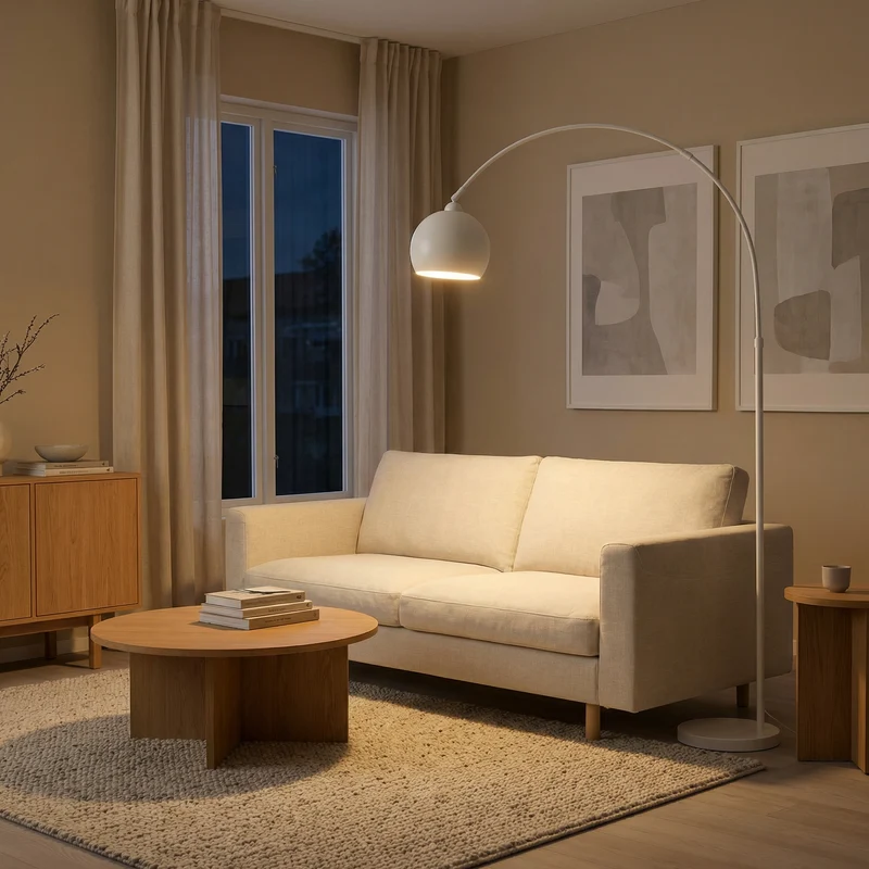LED-Stehlampe Chrom poliert, dimmbar – Tripotys