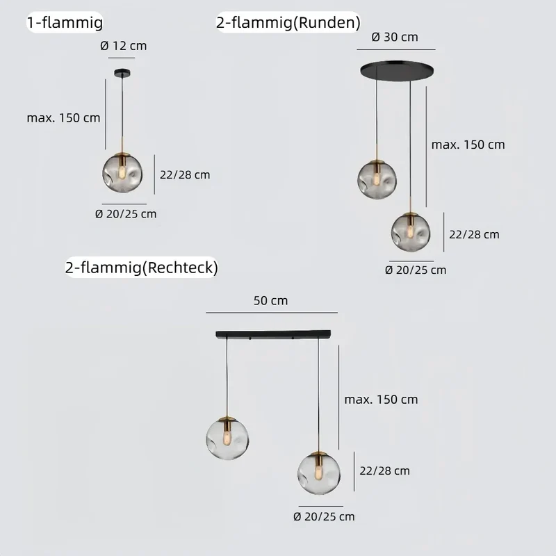 Moderne Pendelleuchte aus mundgeblasenem Glas für das Esszimmer