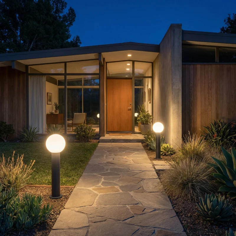 LED-Gartenkugel-Lampe aus schwarzem Metall – Orbiron