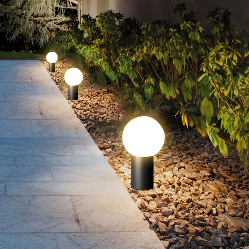 LED-Gartenkugel-Lampe aus schwarzem Metall – Orbiron