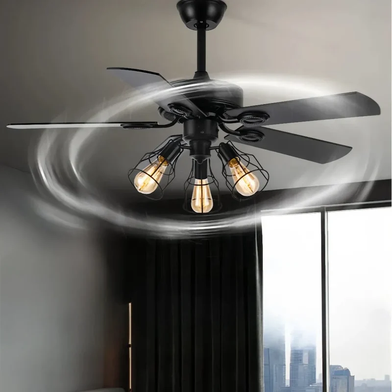 5-Flügel Deckenventilator im Retro Design mit Licht