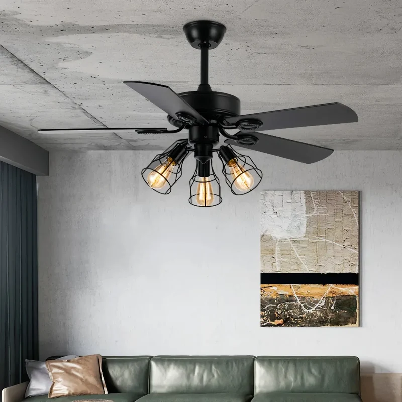 5-Flügel Deckenventilator im Retro Design mit Licht