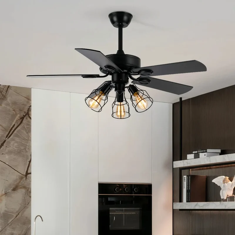 5-Flügel Deckenventilator im Retro Design mit Licht