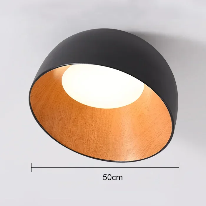 Moderne Deckenleuchte aus schwarzem Metall und Holz – Maderique