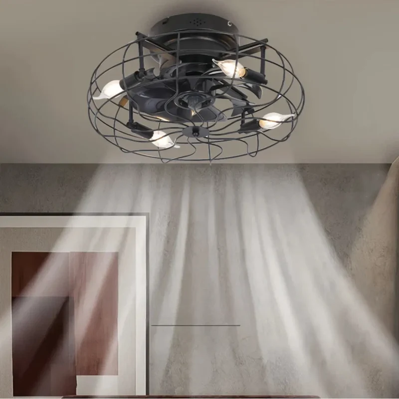 Deckenventilator im Vintage-Stil aus Metall mit Licht