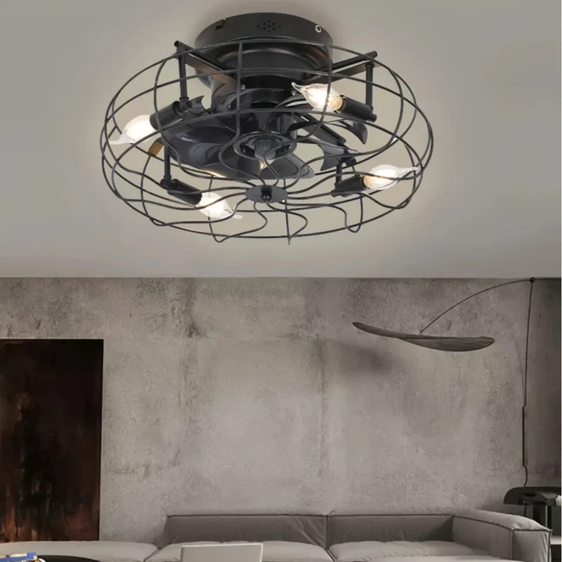 Deckenventilator im Vintage-Stil aus Metall mit Licht