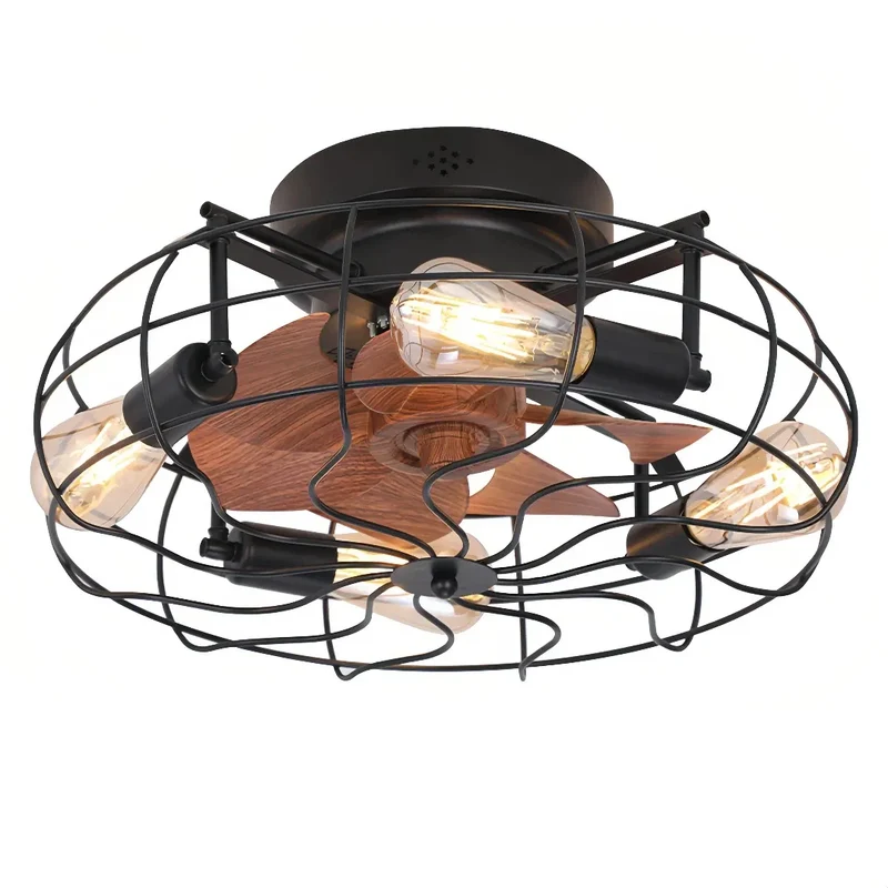 Deckenventilator im Vintage-Stil aus Metall mit Licht
