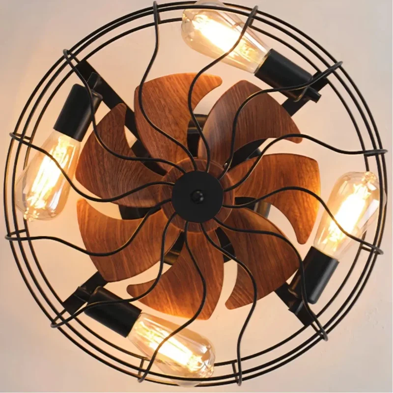 Deckenventilator im Vintage-Stil aus Metall mit Licht
