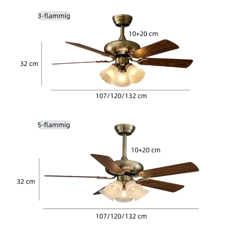 Retro-Deckenventilator mit Licht fürs Wohnzimmer
