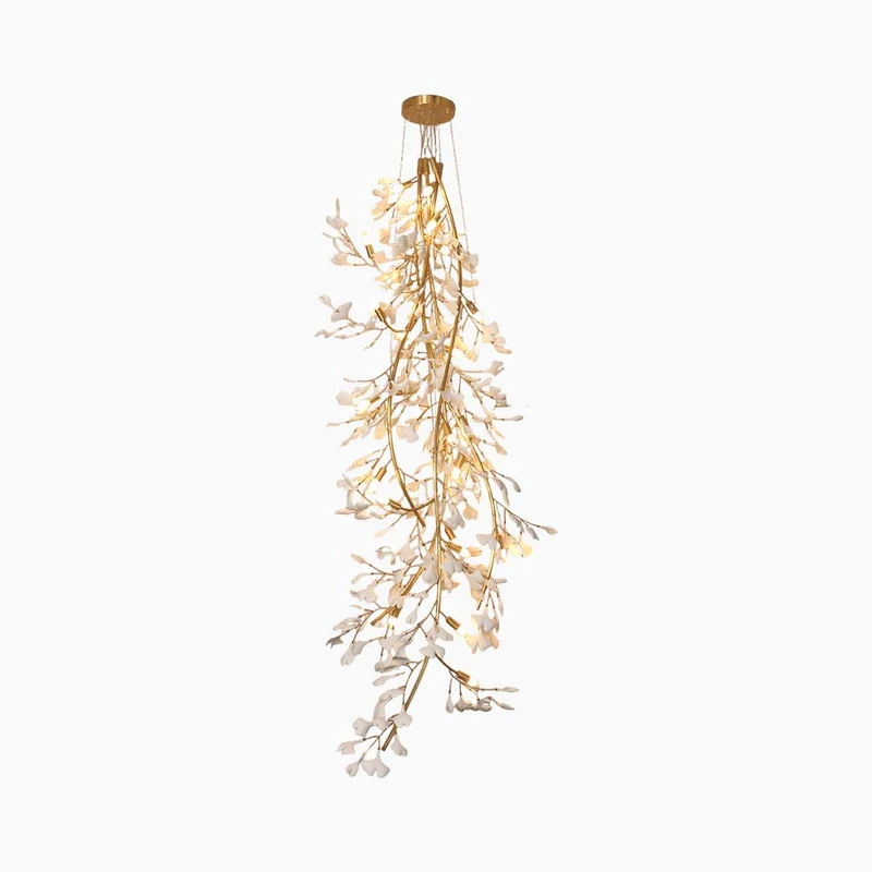 Chandelier Grand Long High Ceiling Ginkgo Branch