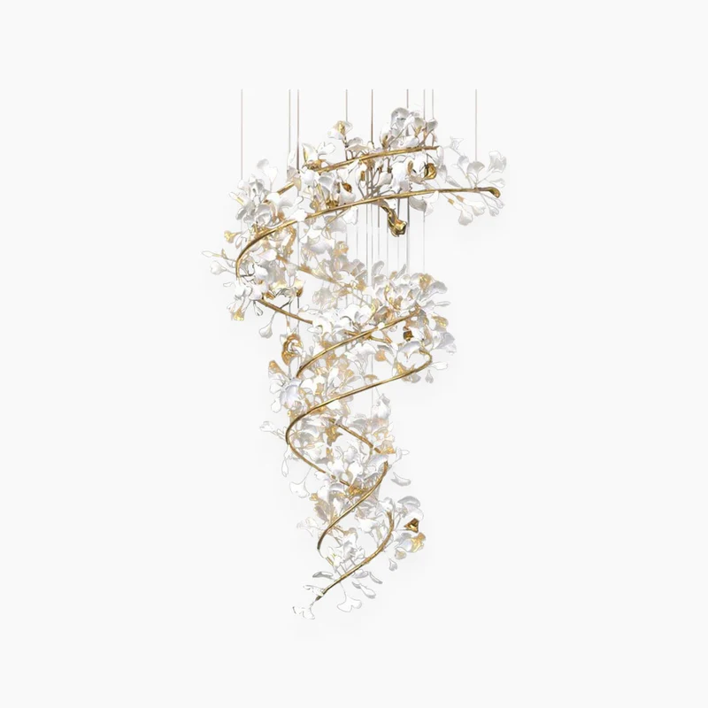 Chandelier Grand Long High Ceiling Ginkgo Branch