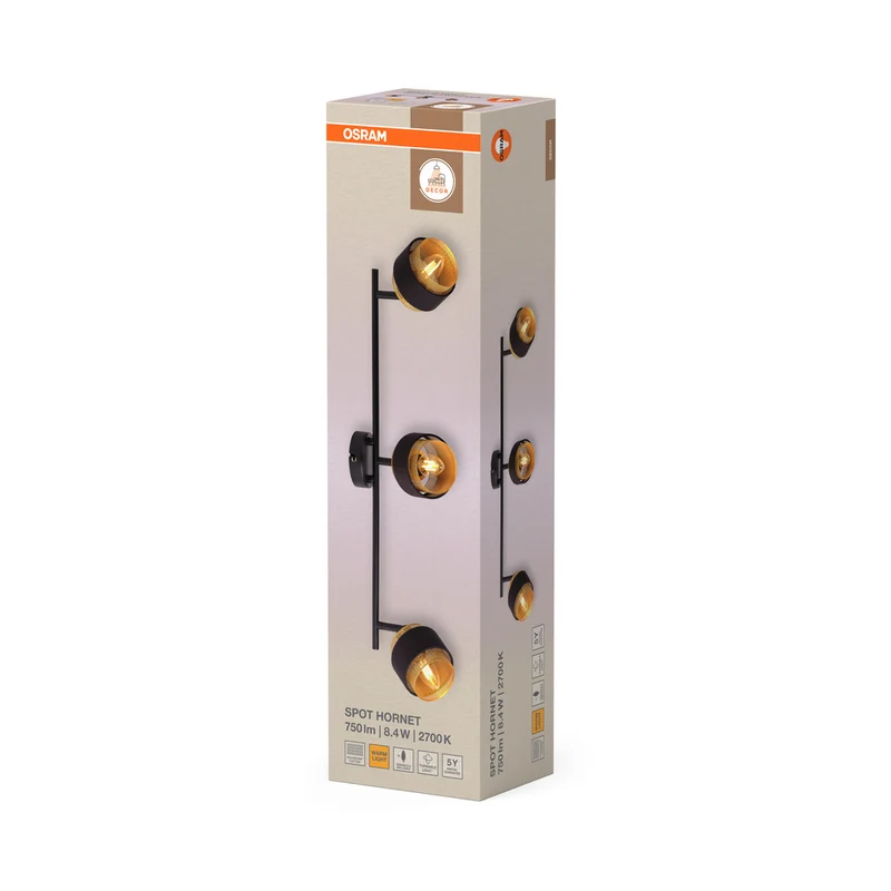 OSRAM DECOR Spot Hornet Deckenleuchte 3X2.8W, E14, 250lm, 2700K, Schwarz