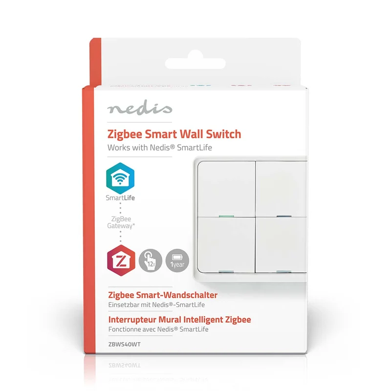 Zigbee 3.0 Smart Wandschalter | 4-Wege - Inkl. Batterie
