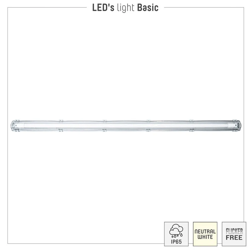 4er-Pack – LED-Leuchte TL, komplett 120 cm – Leuchte mit LED-Röhre – wasserdicht – 2160 lm