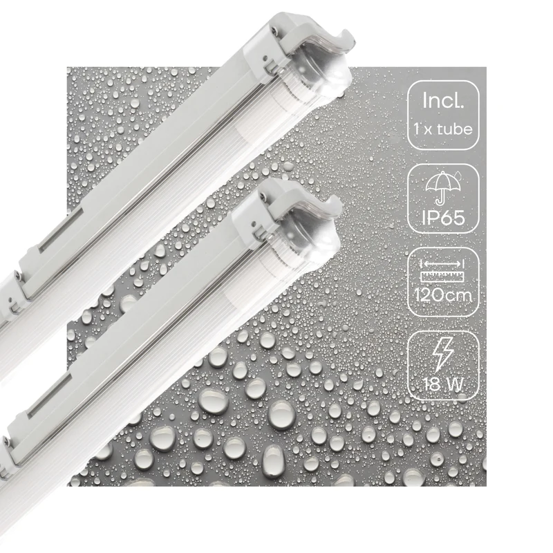 2er-Pack – Proventa TL LED-Leuchte, komplett 120 cm – Leuchte mit LED-Röhre – wasserdicht – 2160 lm