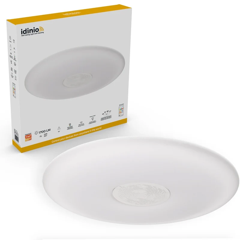 VoiceControl LED Deckenleuchte 50 cm mit Google Nest & Amazon Echo Dot Halterung – Bedienbar per App