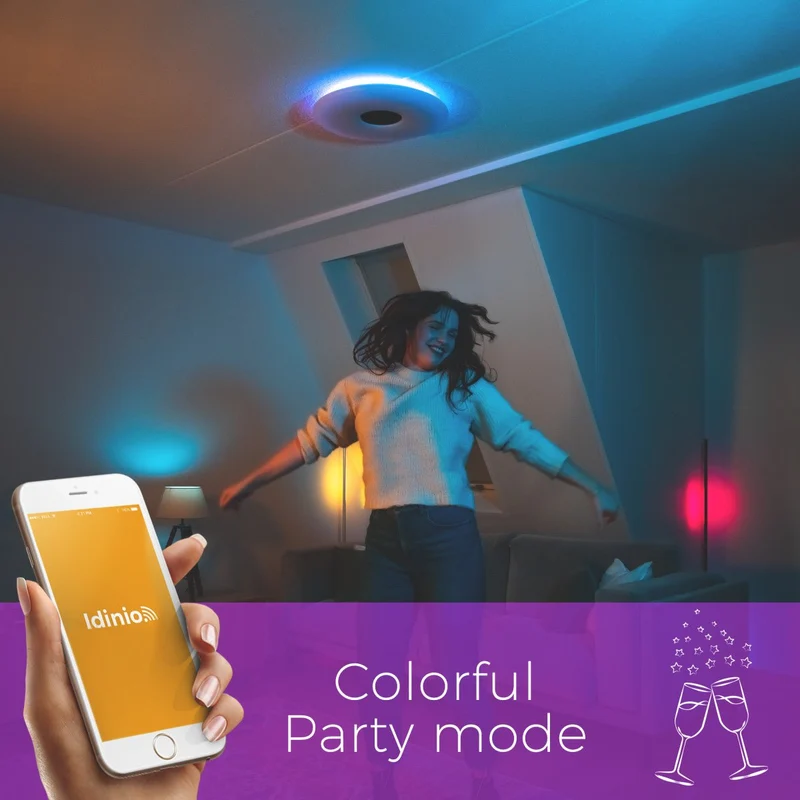 VoiceControl LED Deckenleuchte 50 cm mit Google Nest & Amazon Echo Dot Halterung – Bedienbar per App