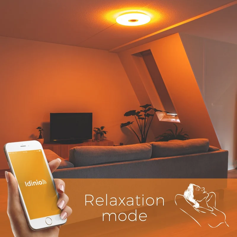 VoiceControl LED Deckenleuchte 50 cm mit Google Nest & Amazon Echo Dot Halterung – Bedienbar per App