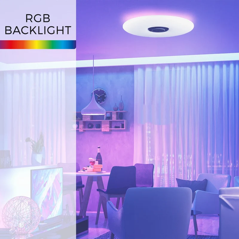 VoiceControl LED Deckenleuchte 50 cm mit Google Nest & Amazon Echo Dot Halterung – Bedienbar per App