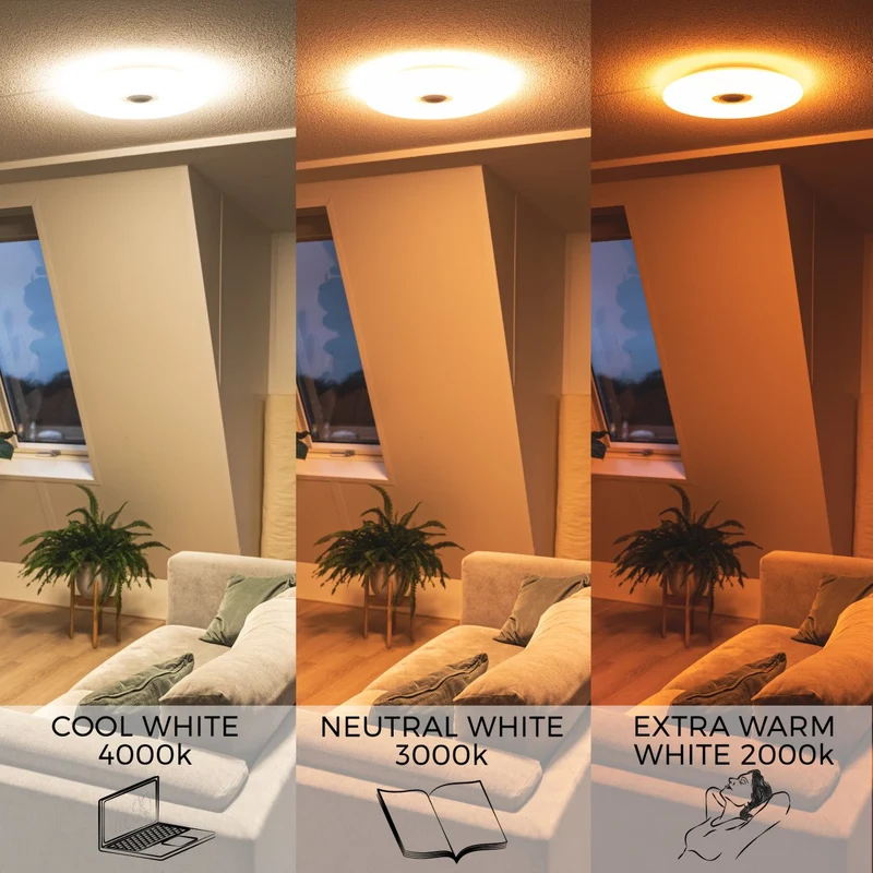 VoiceControl LED Deckenleuchte 50 cm mit Google Nest & Amazon Echo Dot Halterung – Bedienbar per App