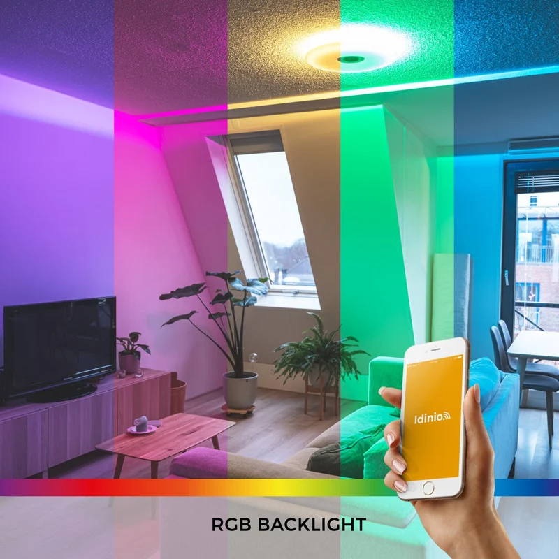 VoiceControl LED Deckenleuchte 50 cm mit Google Nest & Amazon Echo Dot Halterung – Bedienbar per App