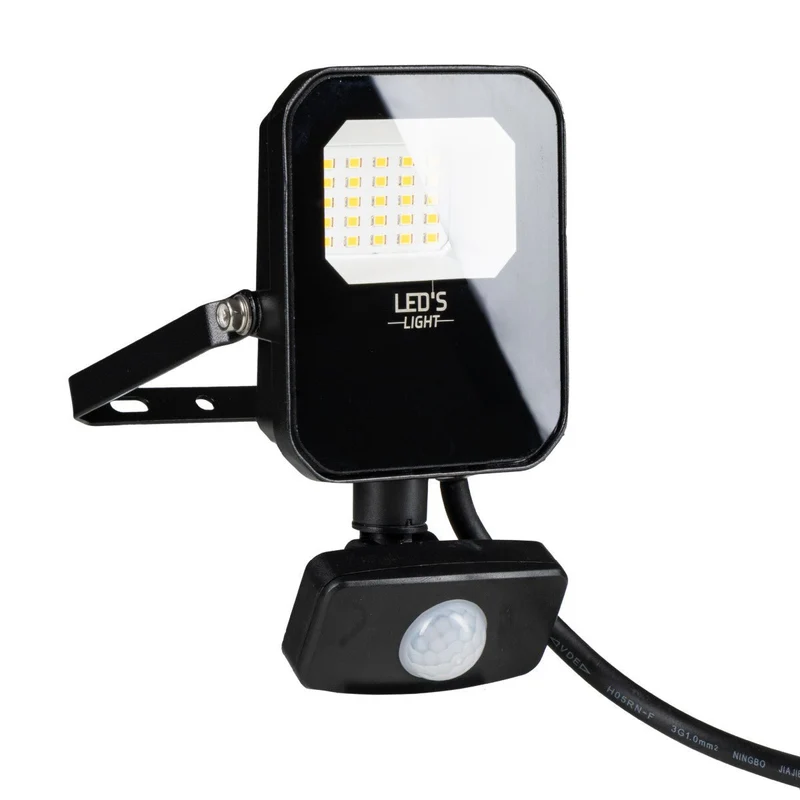 LED Flutlicht mit Sensor 10W 1400lm 4000K neutralweiß IP65 Schwarz - LED's Light