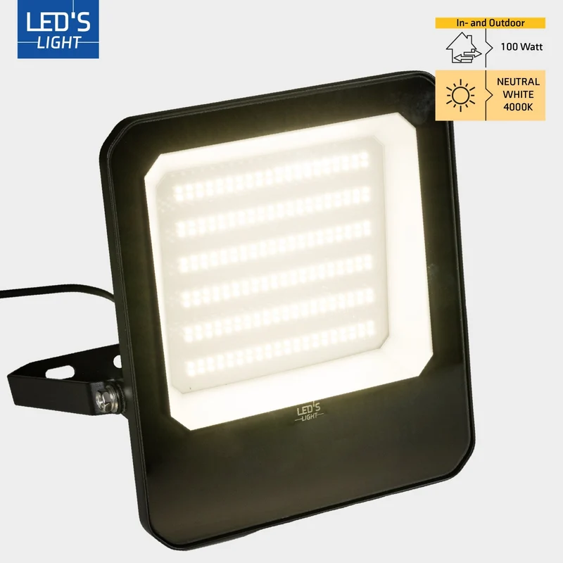 LED Flutlicht 100W 14000lm 4000K neutralweiß IP65 Schwarz - LED's Light