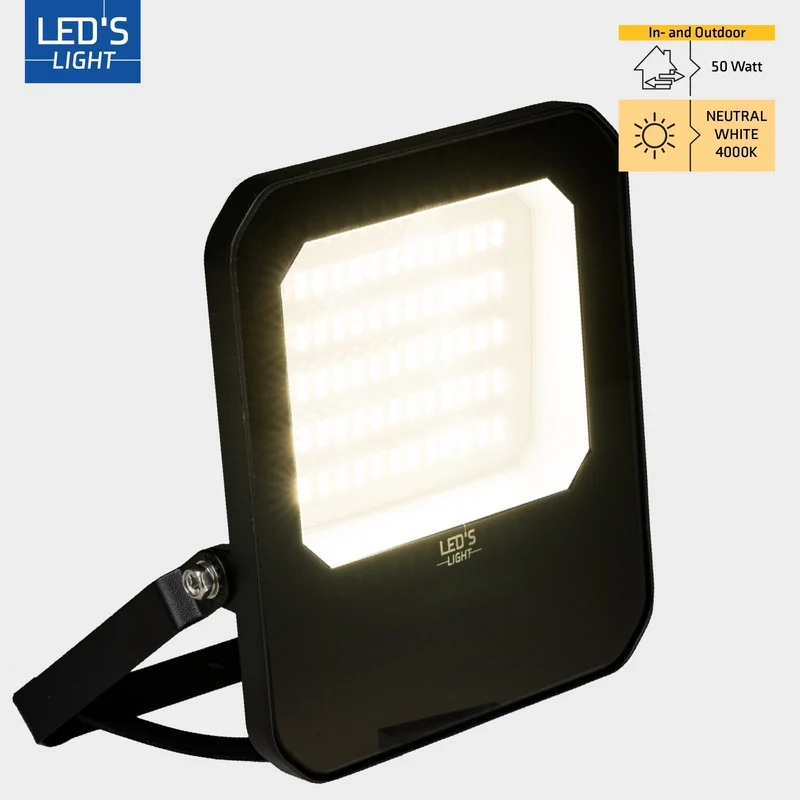 LED Flutlicht IK07 50W 7000lm 4000K neutralweiß IP65 Schwarz - LED's Light