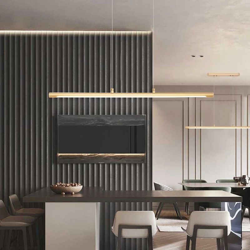 Pendant Light Nordic Minimalist Linear LED, Black / Gold