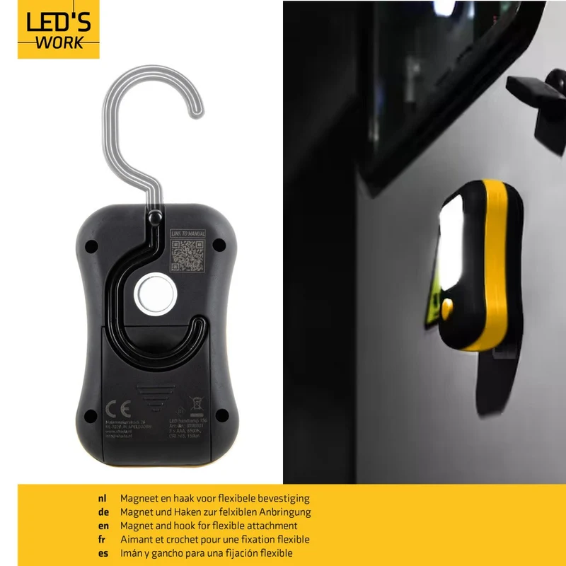 LED Handlampe 1W 150lm 6500K kaltweiß Schwarz - LED's Work