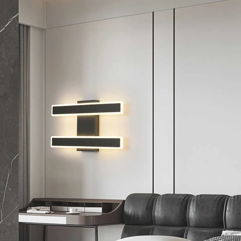 Wall Sconce Double Light Modern Unique Linear LED Bar, Black/Gold
