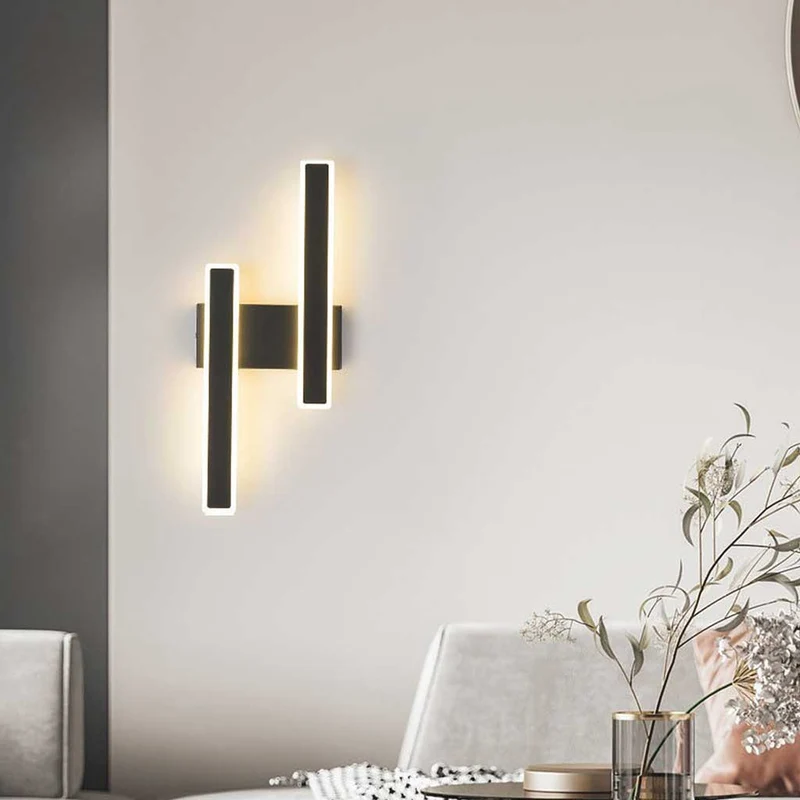 Wall Sconce Double Light Modern Unique Linear LED Bar, Black/Gold
